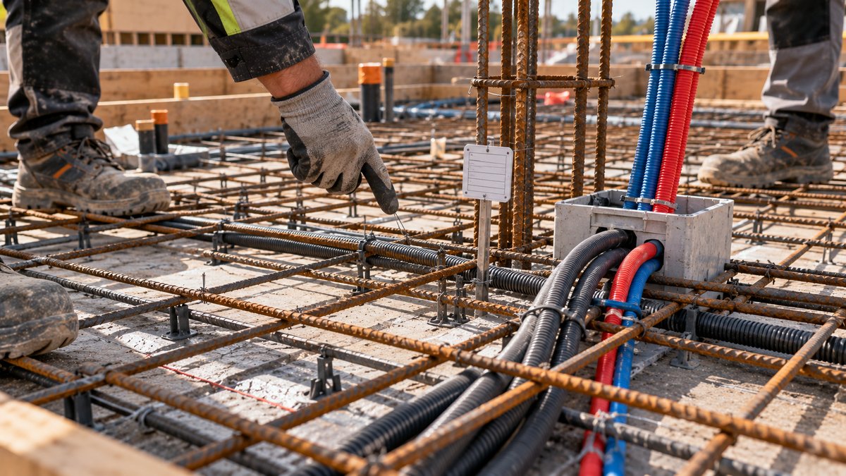 Contrôle des armatures et des réseaux techniques avant le coulage d’une dalle
