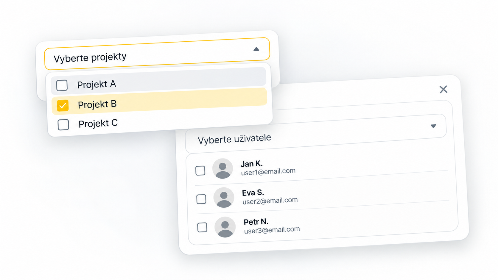 Hromadné přiřazování uživatelů k projektům