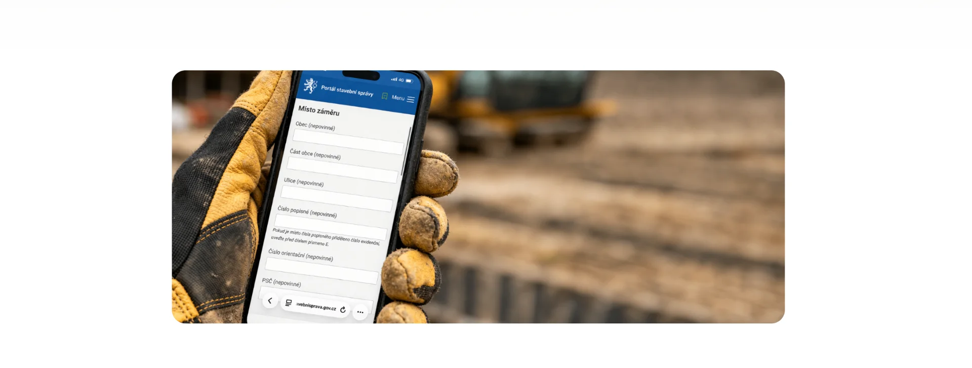 Portál stavební správy na mobilu – práce s formulářem